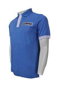 P757  訂造撞色領Polo恤  設計團體Polo恤  衫側開叉 撞色胸筒 大量訂造Polo恤  Polo恤供應商    藍色